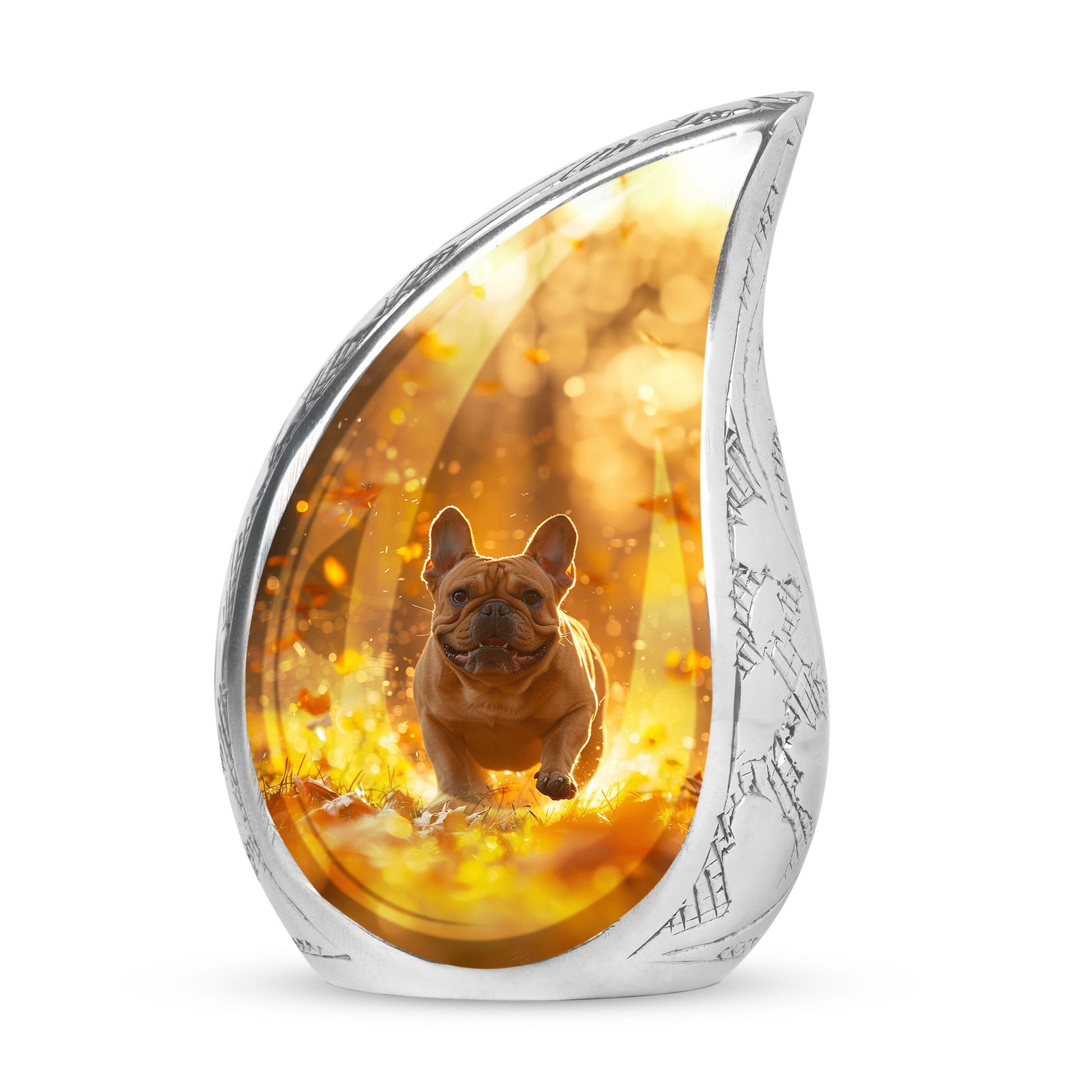 Golden Bulldog Memorial Tribute Urn - Pet Cremation Urns For Funeral