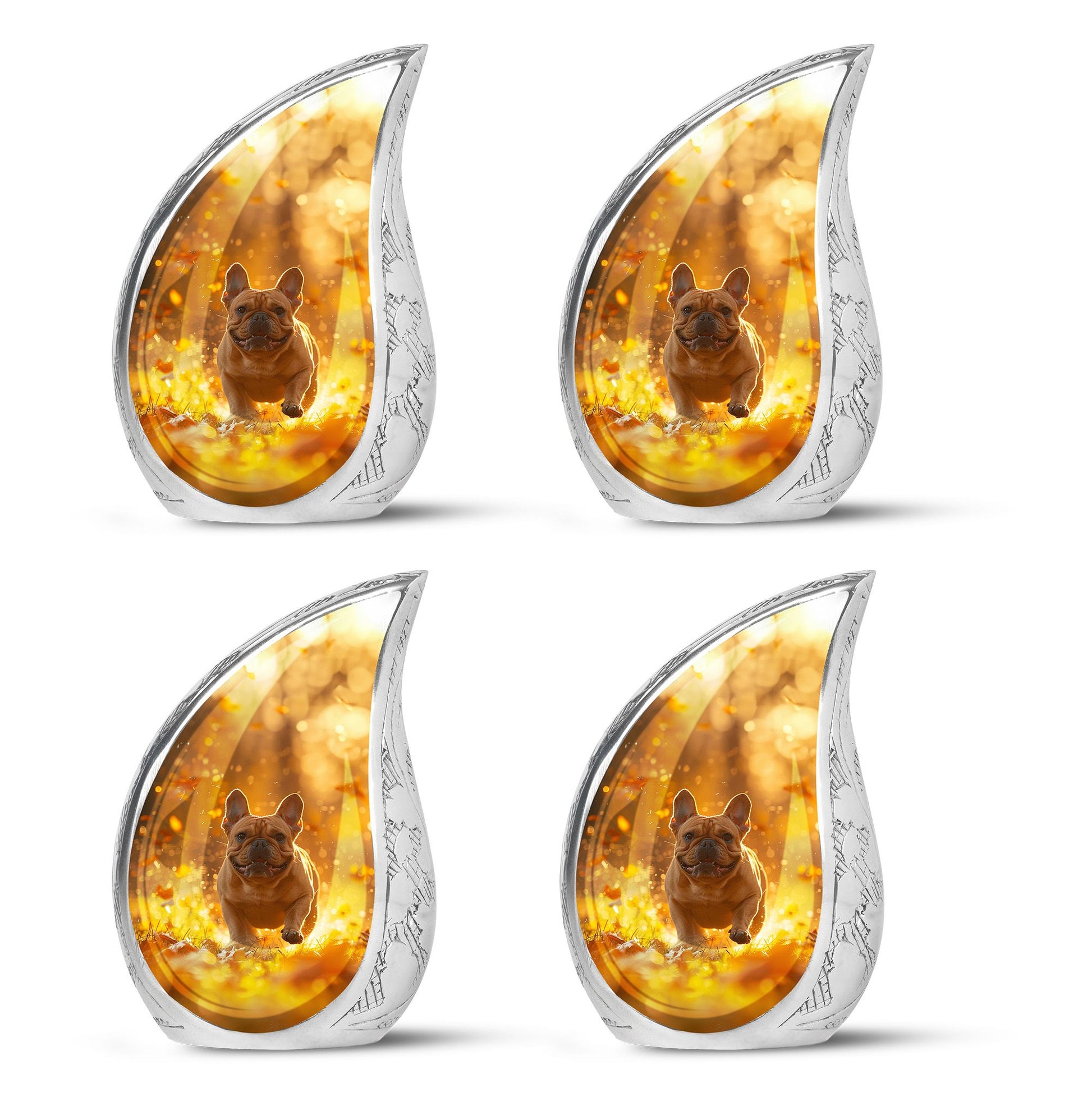 Golden Bulldog Memorial Tribute Urn - Pet Cremation Urns For Funeral