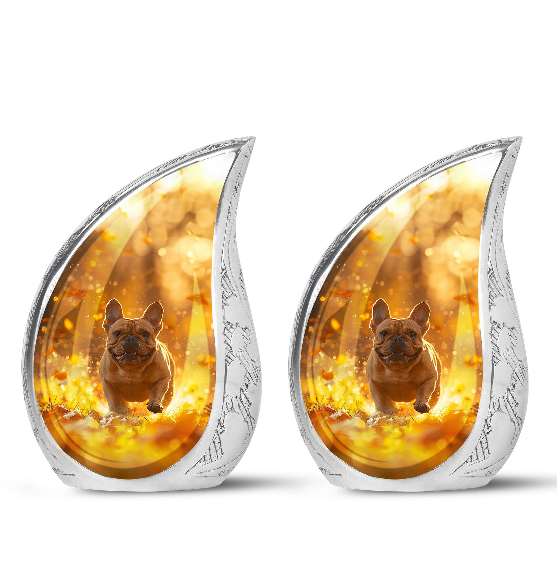 Golden Bulldog Memorial Tribute Urn - Pet Cremation Urns For Funeral