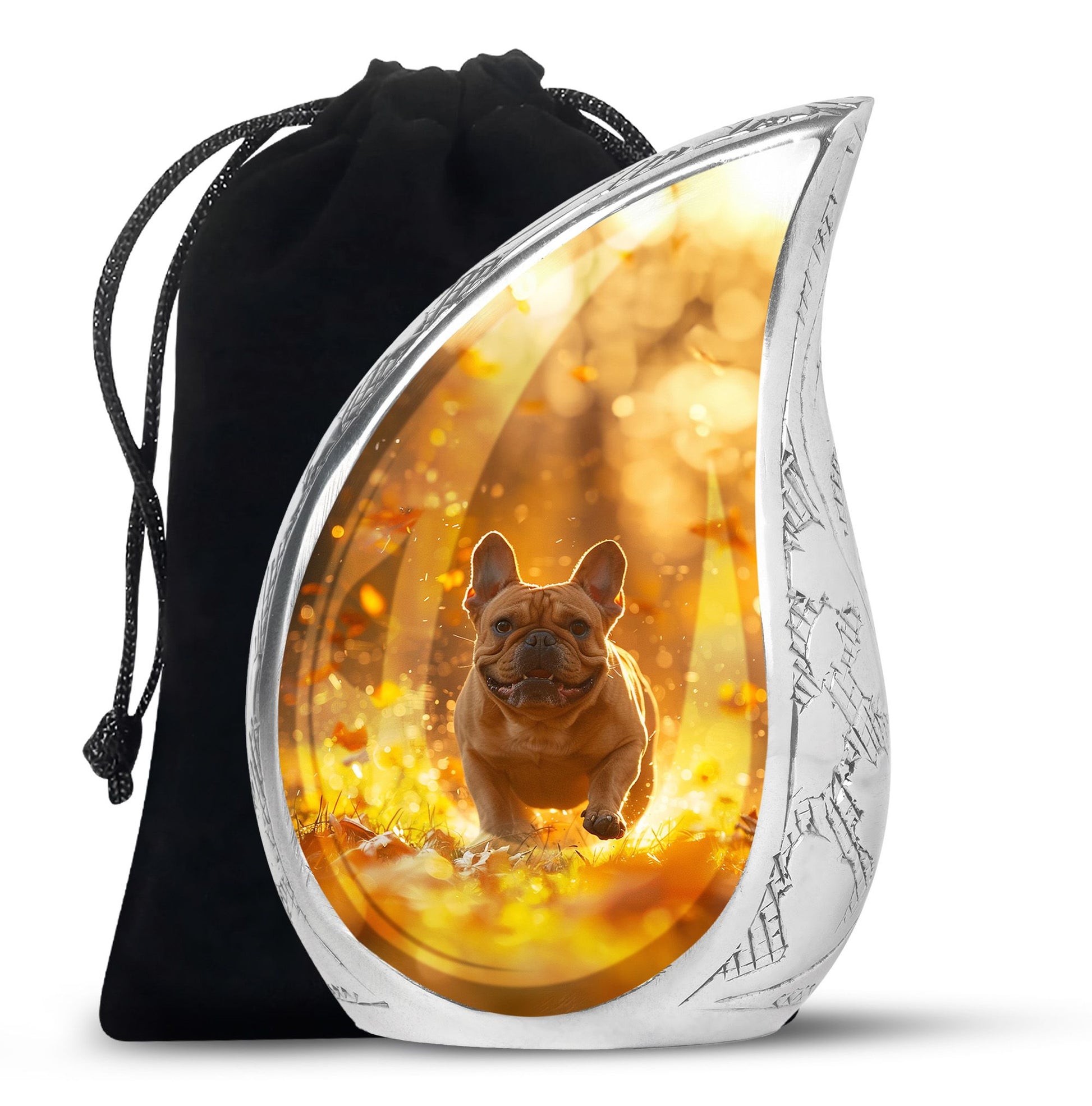 Golden Bulldog Memorial Tribute Urn - Pet Cremation Urns For Funeral