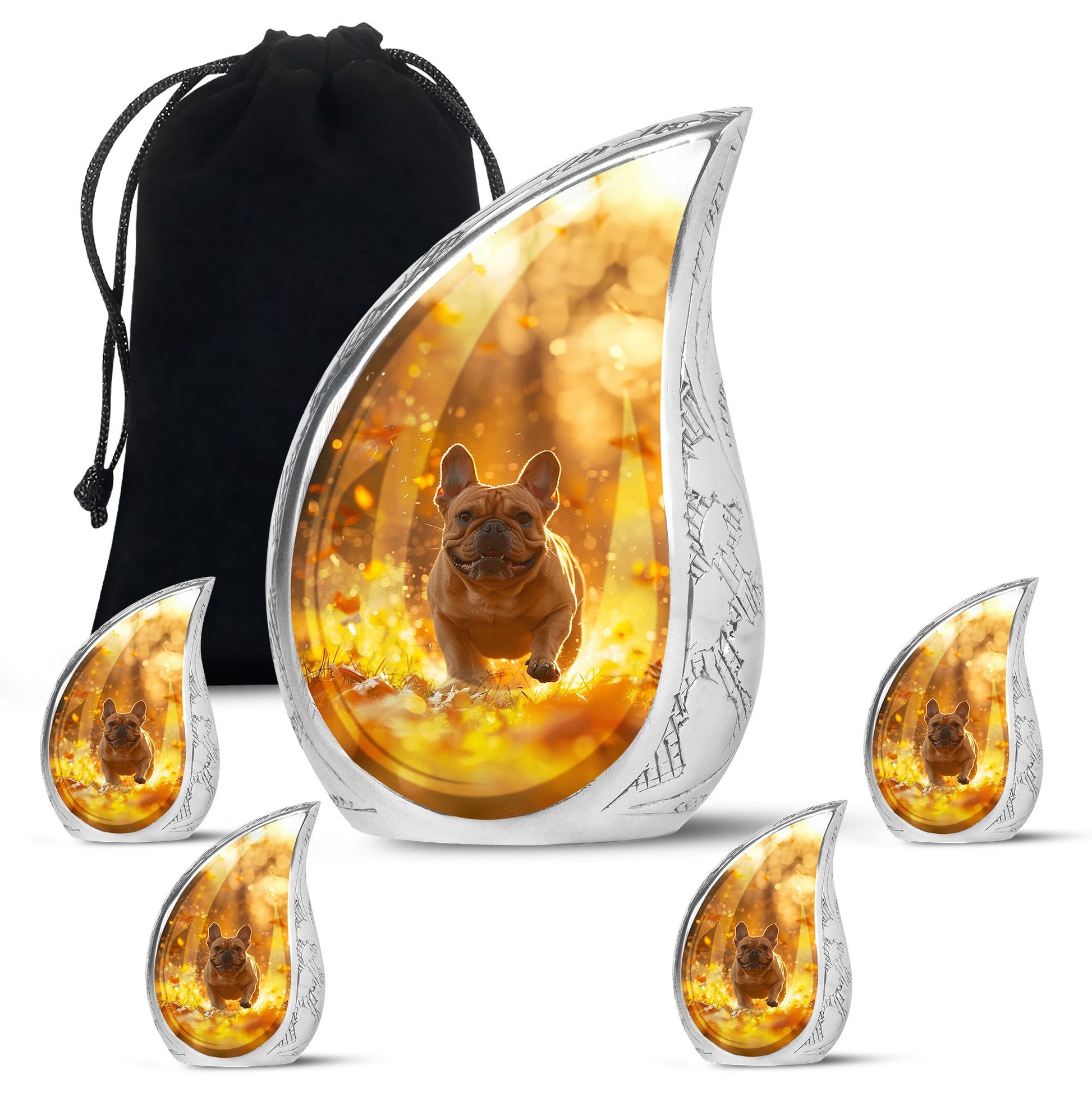 Golden Bulldog Memorial Tribute Urn - Pet Cremation Urns For Funeral