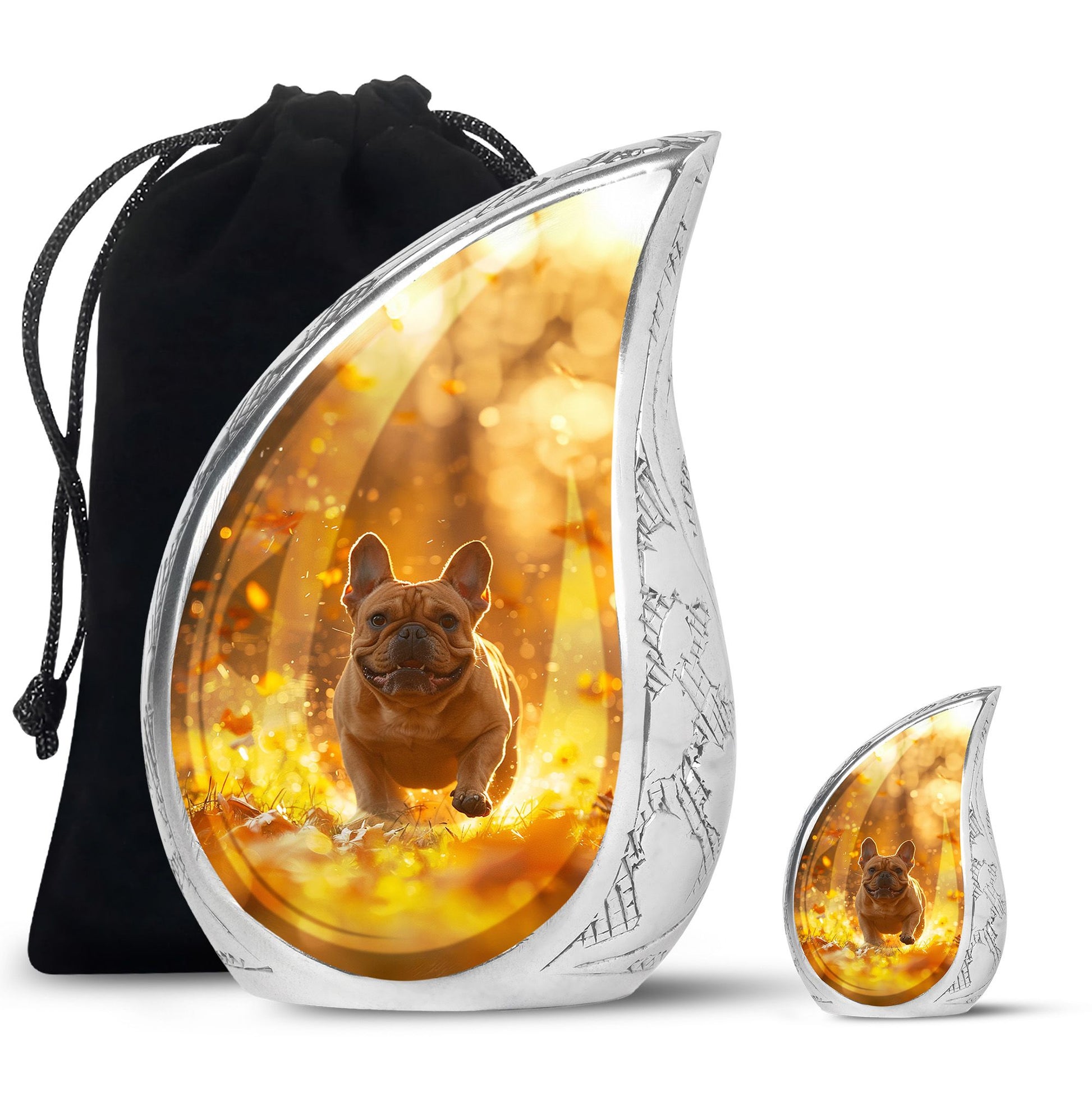 Golden Bulldog Memorial Tribute Urn - Pet Cremation Urns For Funeral