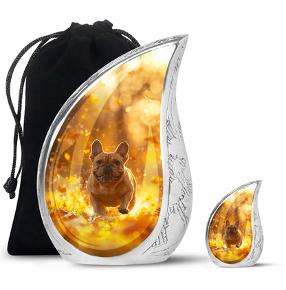 Golden Bulldog Memorial Tribute Urn - Pet Cremation Urns For Funeral