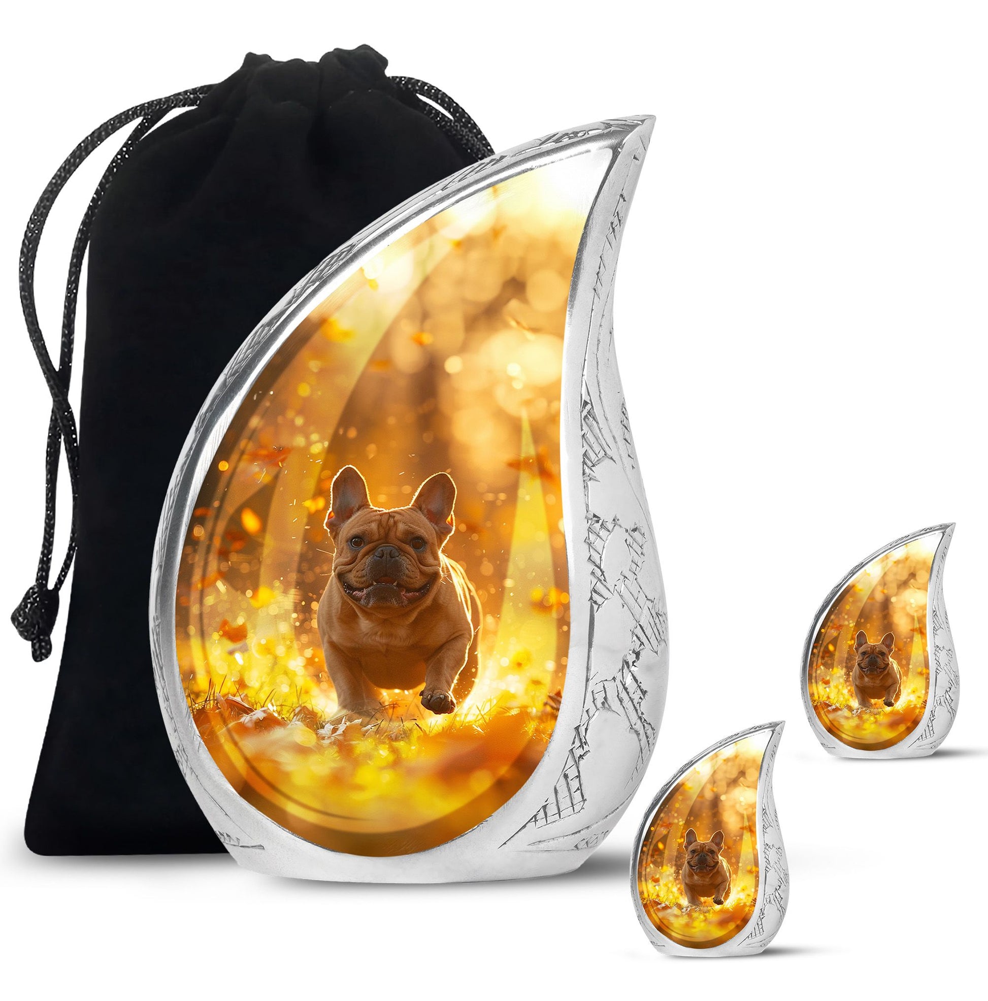 Golden Bulldog Memorial Tribute Urn - Pet Cremation Urns For Funeral