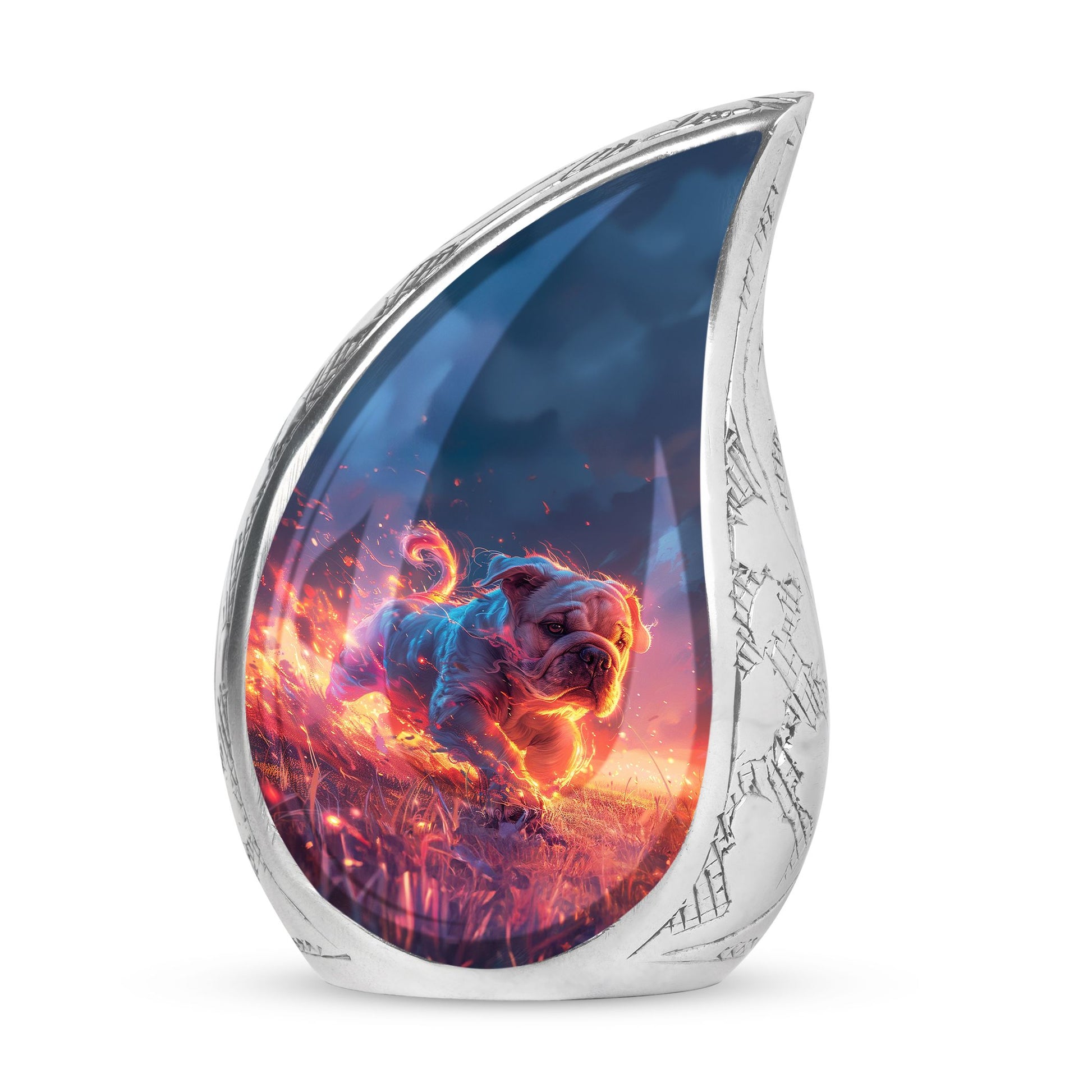 Fiery Bulldog Memorial Ashes Urn - Large Cremation Urn For Pets