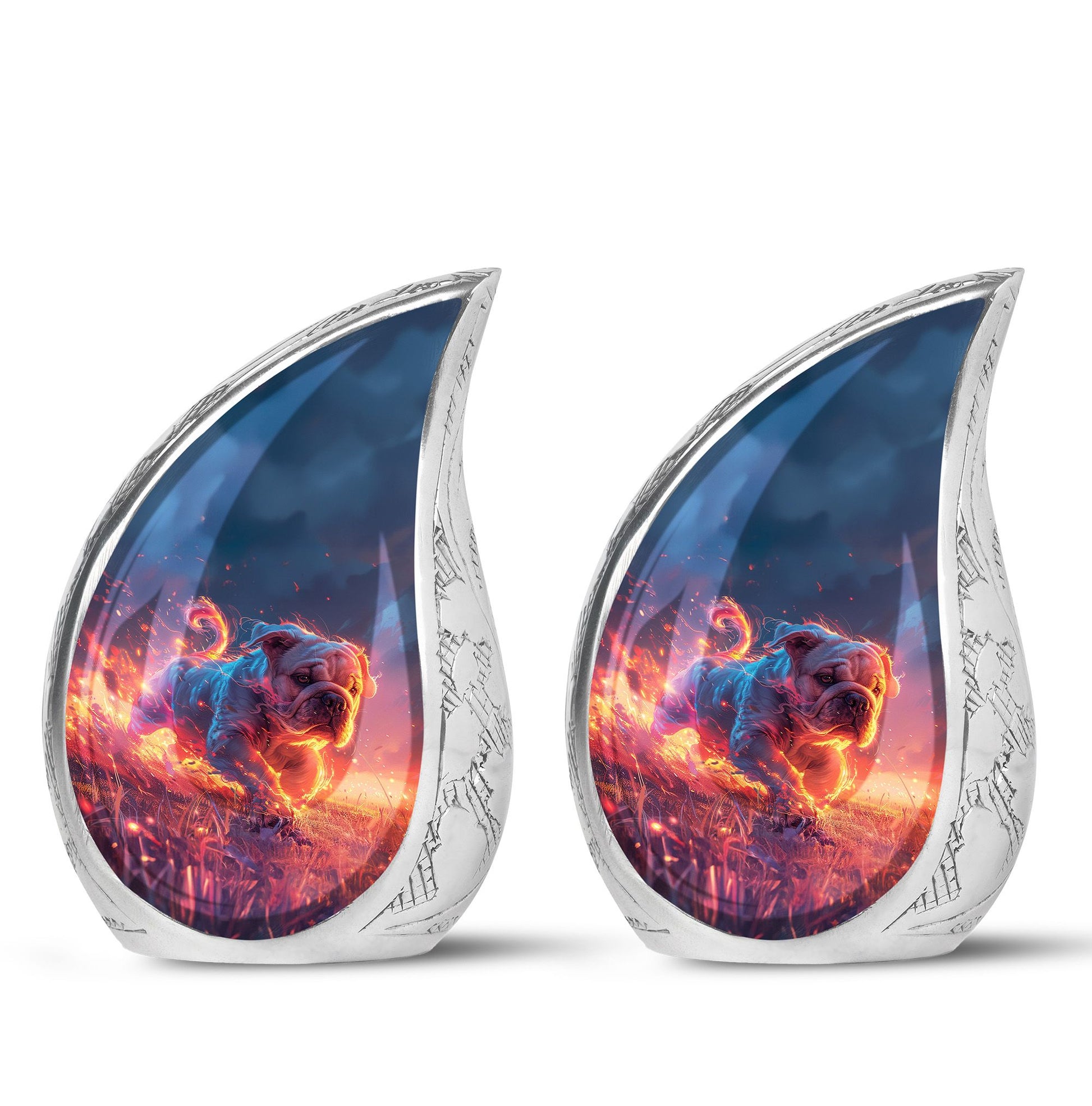 Fiery Bulldog Memorial Ashes Urn - Large Cremation Urn For Pets