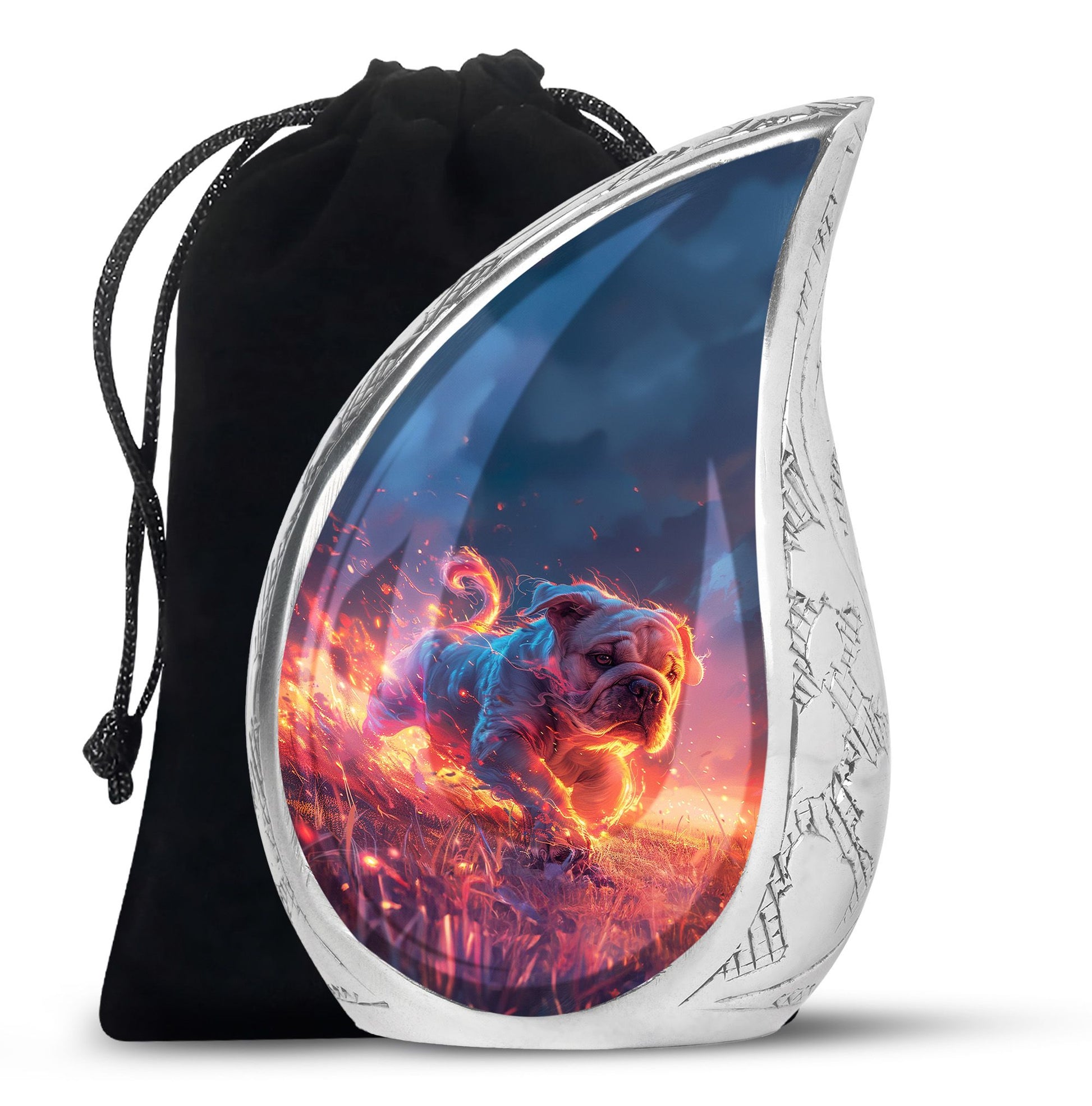 Fiery Bulldog Memorial Ashes Urn - Large Cremation Urn For Pets