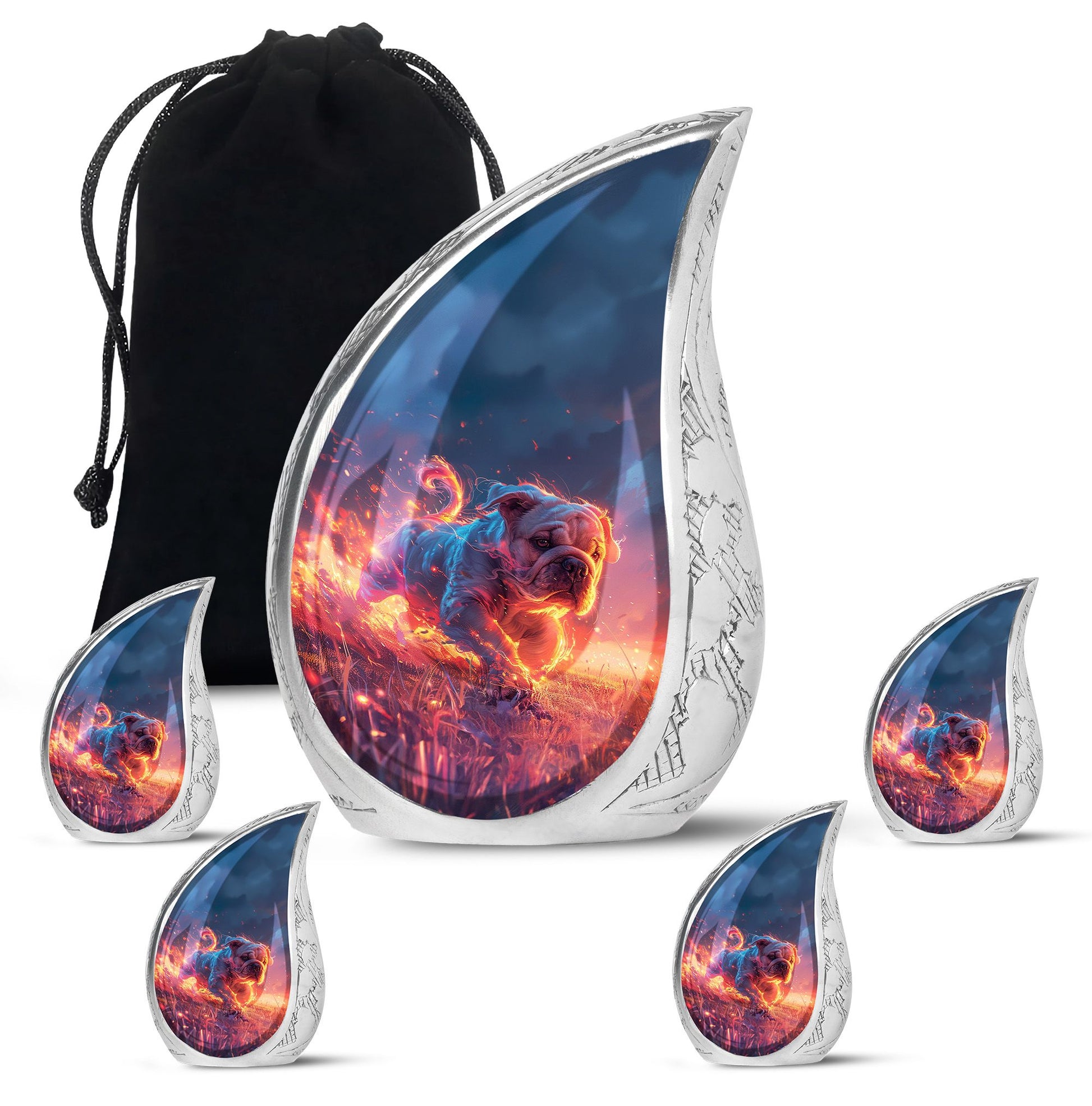 Fiery Bulldog Memorial Ashes Urn - Large Cremation Urn For Pets