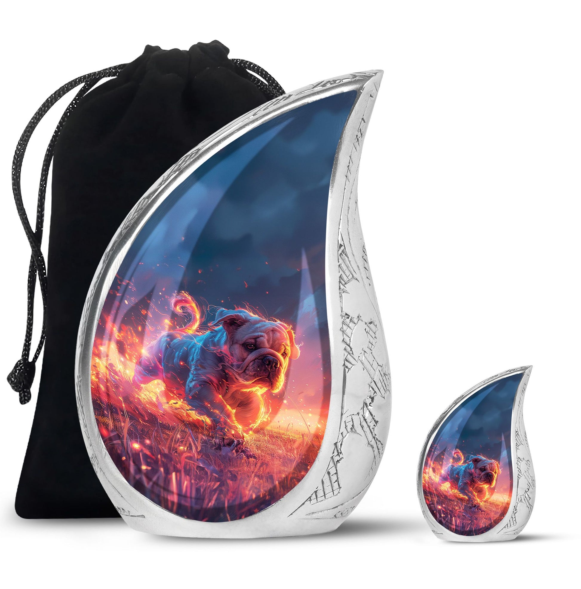 Fiery Bulldog Memorial Ashes Urn - Large Cremation Urn For Pets