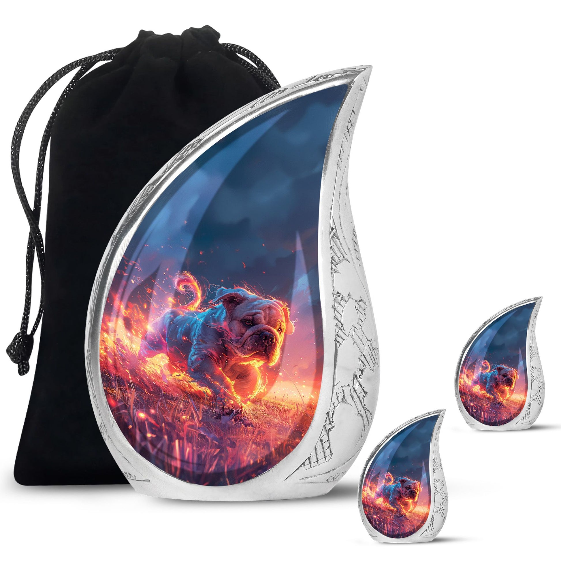 Fiery Bulldog Memorial Ashes Urn - Large Cremation Urn For Pets