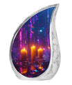 Neon City Memorial Urn For Females - Glowing Candles Cremation Urn