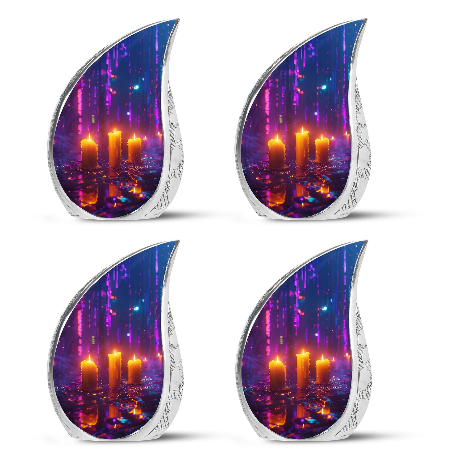Neon City Memorial Urn For Females - Glowing Candles Cremation Urn