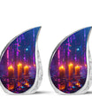 Neon City Memorial Urn For Females - Glowing Candles Cremation Urn