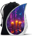 Neon City Memorial Urn For Females - Glowing Candles Cremation Urn