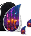 Neon City Memorial Urn For Females - Glowing Candles Cremation Urn
