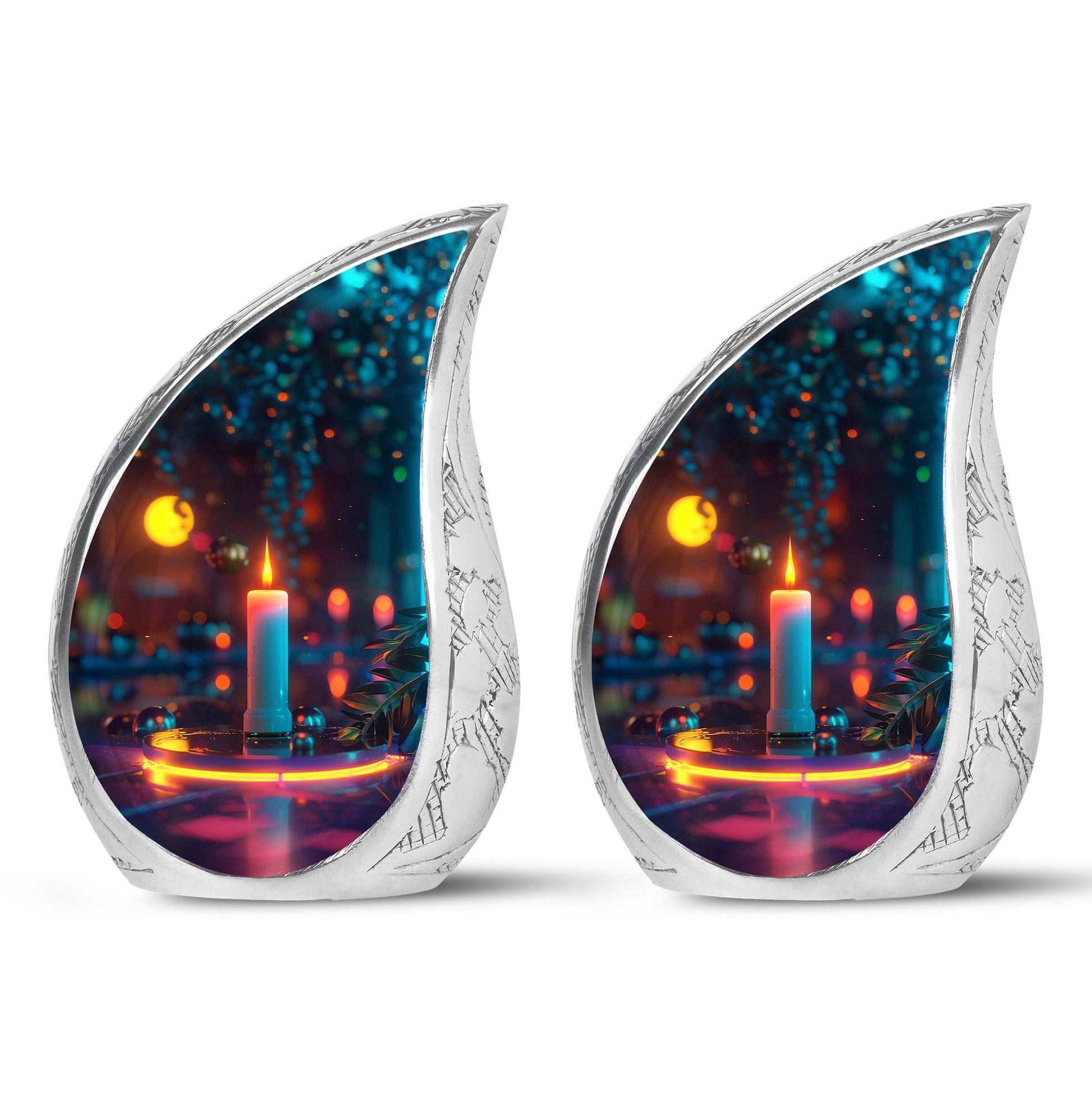 Glowing Candle Memorial Tribute Urn - Neon Urn For Male & Female