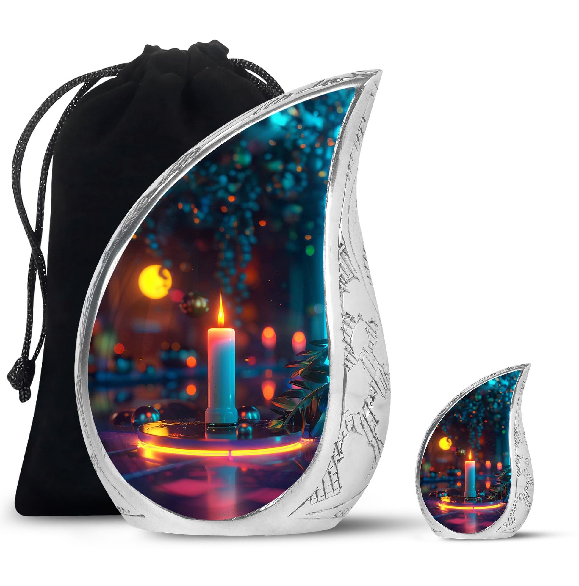 Glowing Candle Memorial Tribute Urn - Neon Urn For Male & Female