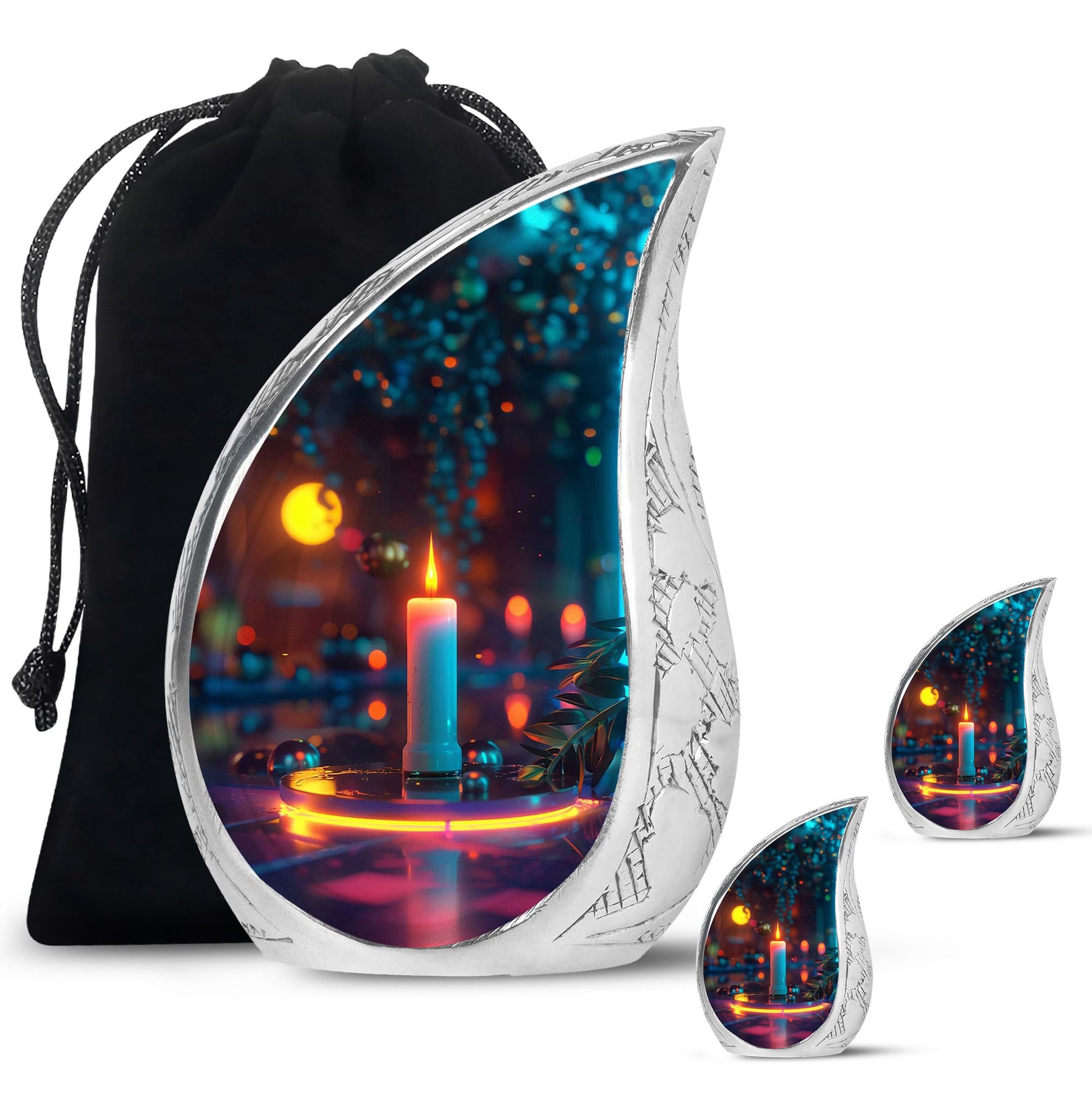 Glowing Candle Memorial Tribute Urn - Neon Urn For Male & Female