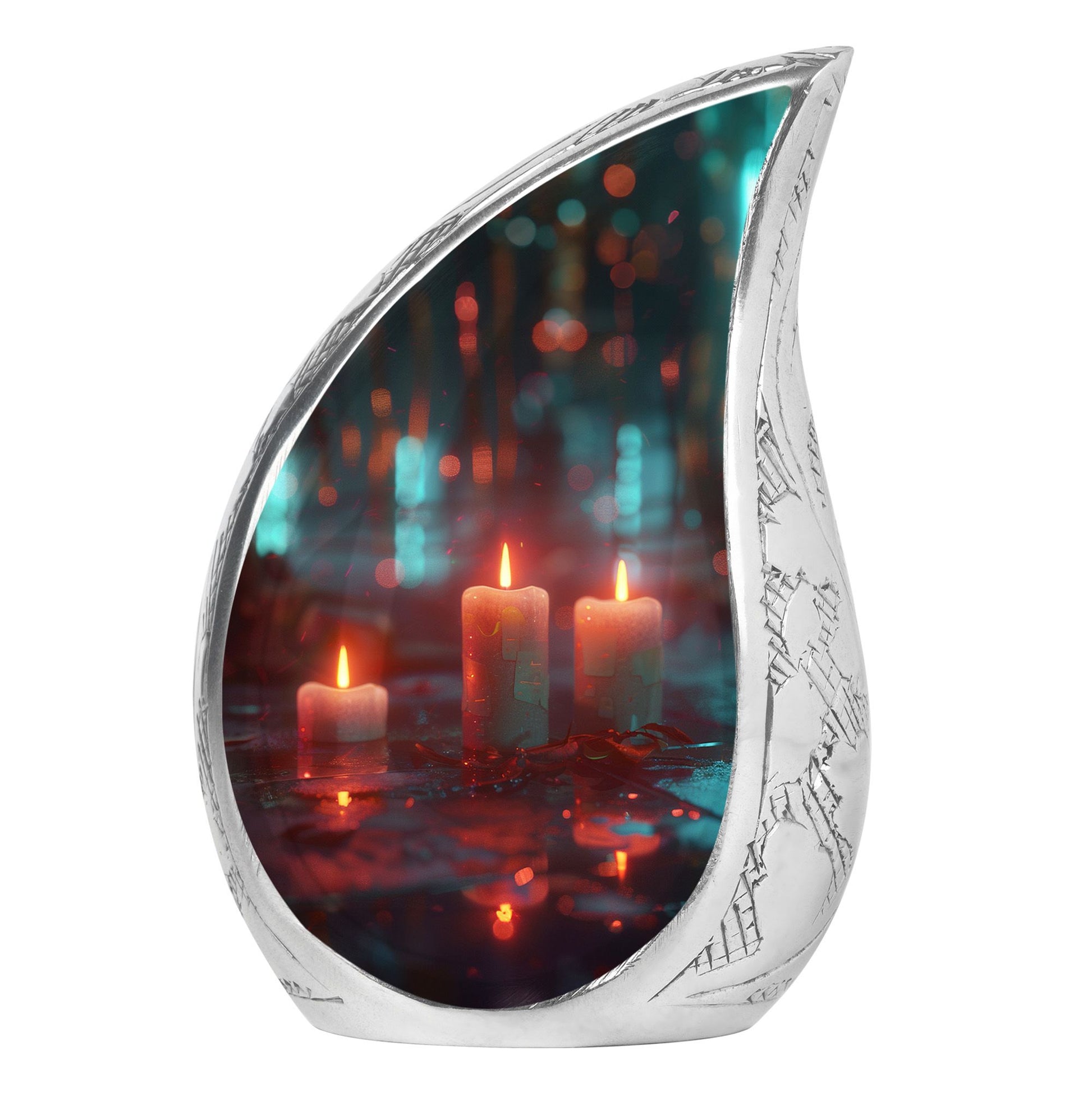 Neon Rainfall Memorial Urn - Candle Themed Cremation Urn For Ashes