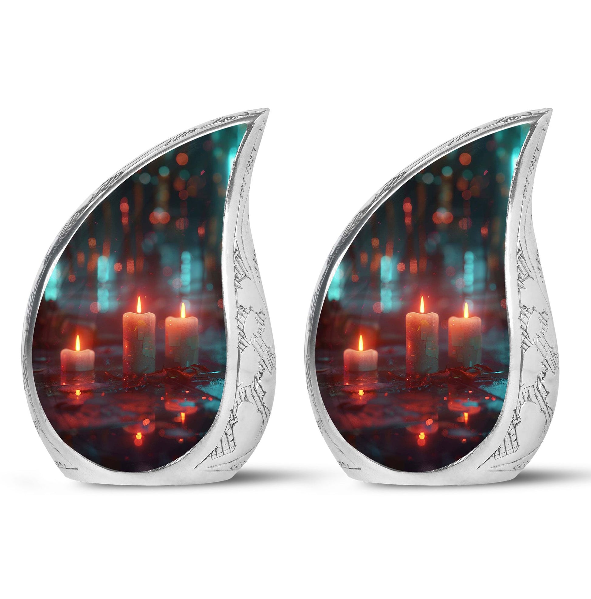 Neon Rainfall Memorial Urn - Candle Themed Cremation Urn For Ashes