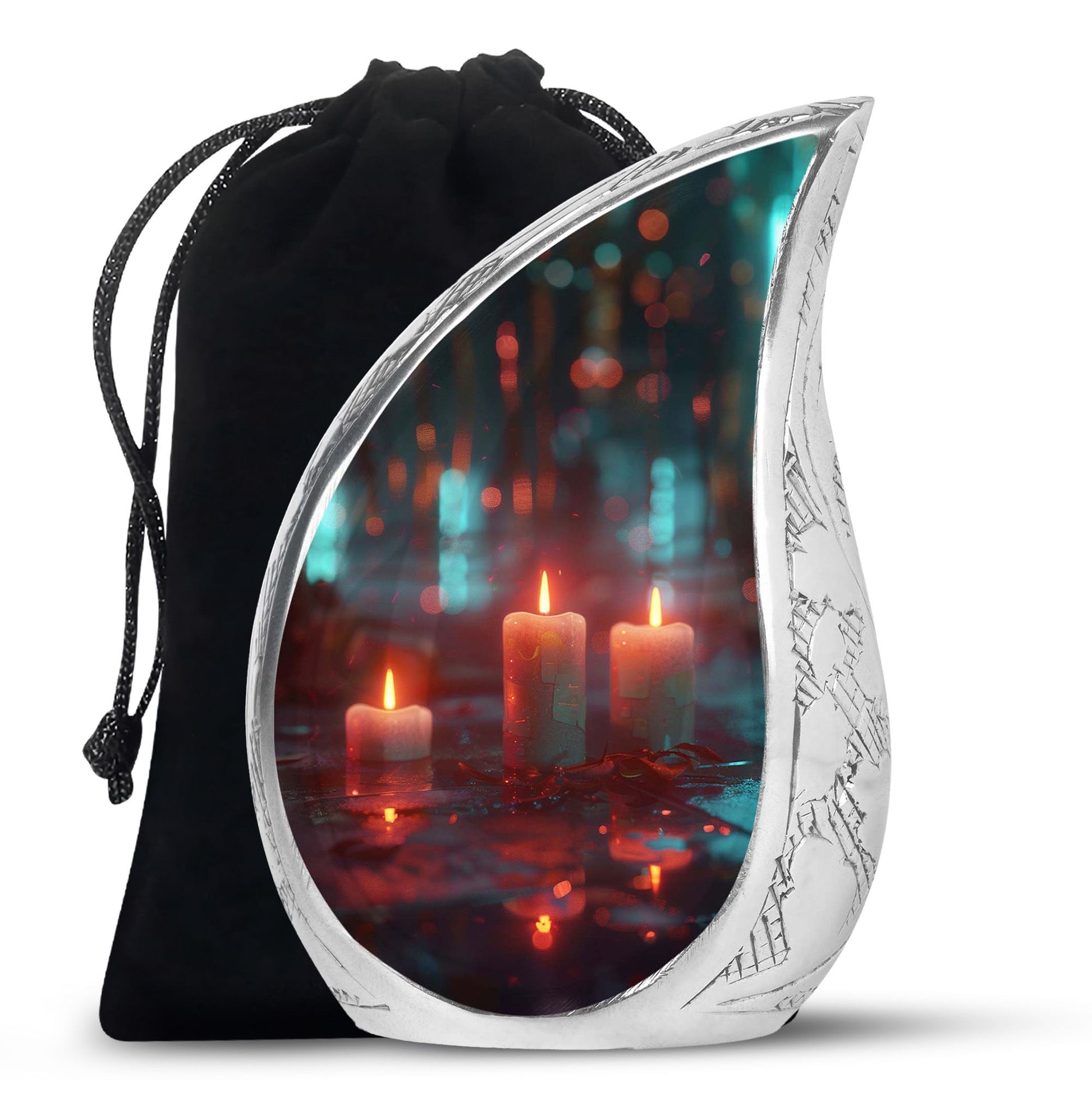 Neon Rainfall Memorial Urn - Candle Themed Cremation Urn For Ashes