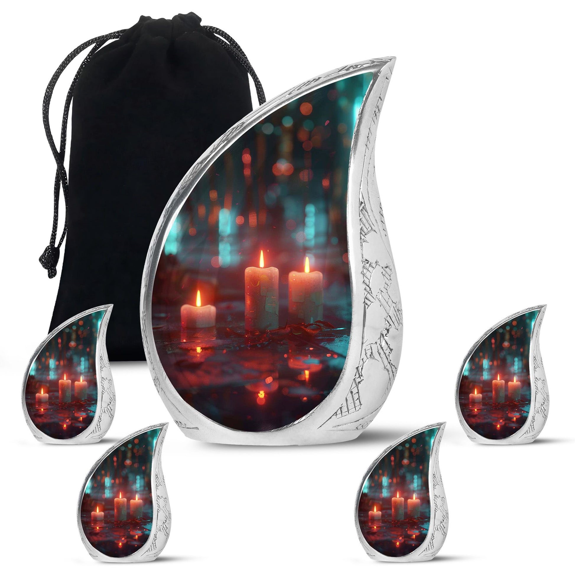 Neon Rainfall Memorial Urn - Candle Themed Cremation Urn For Ashes