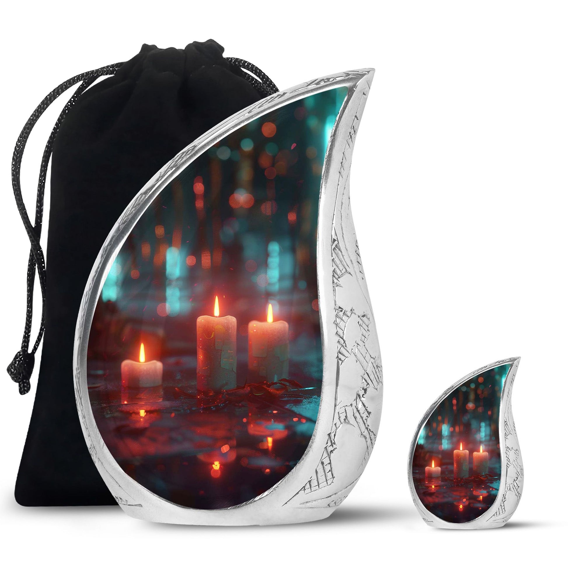 Neon Rainfall Memorial Urn - Candle Themed Cremation Urn For Ashes