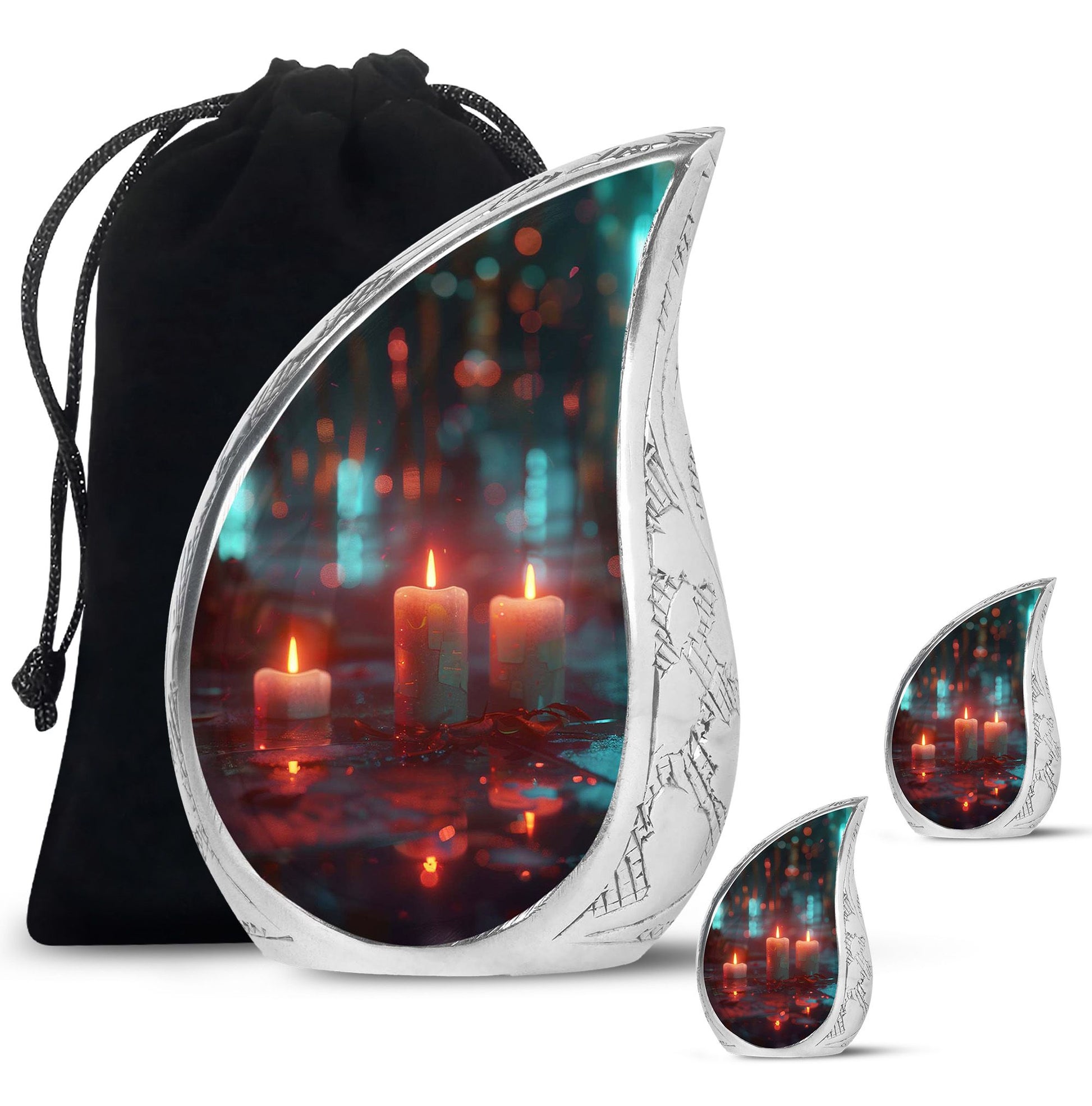 Neon Rainfall Memorial Urn - Candle Themed Cremation Urn For Ashes