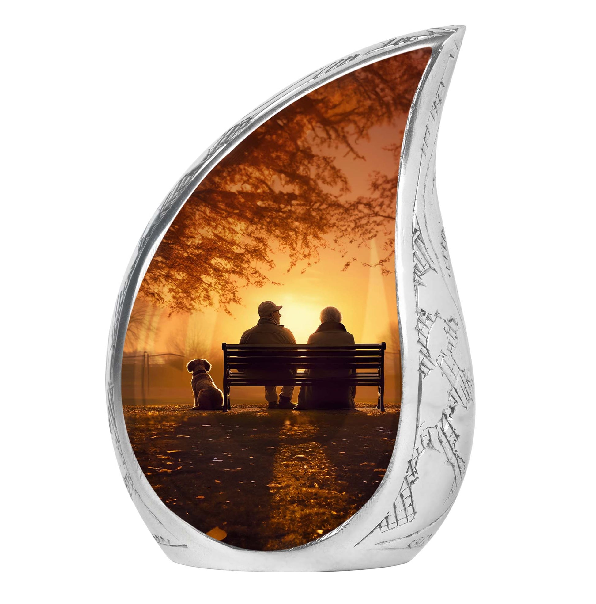 Old Couple On A Bench - Couple Urn For Memorial Ashes Cremation