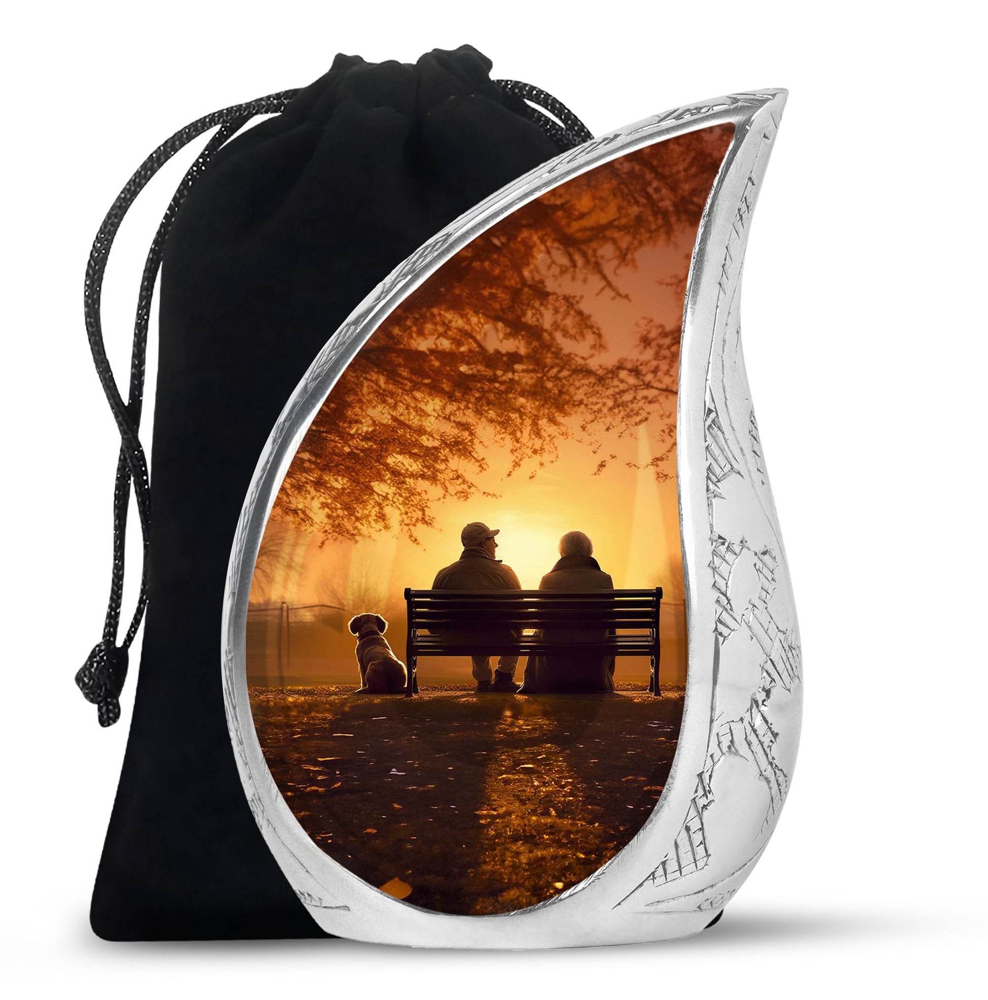 Old Couple On A Bench - Couple Urn For Memorial Ashes Cremation