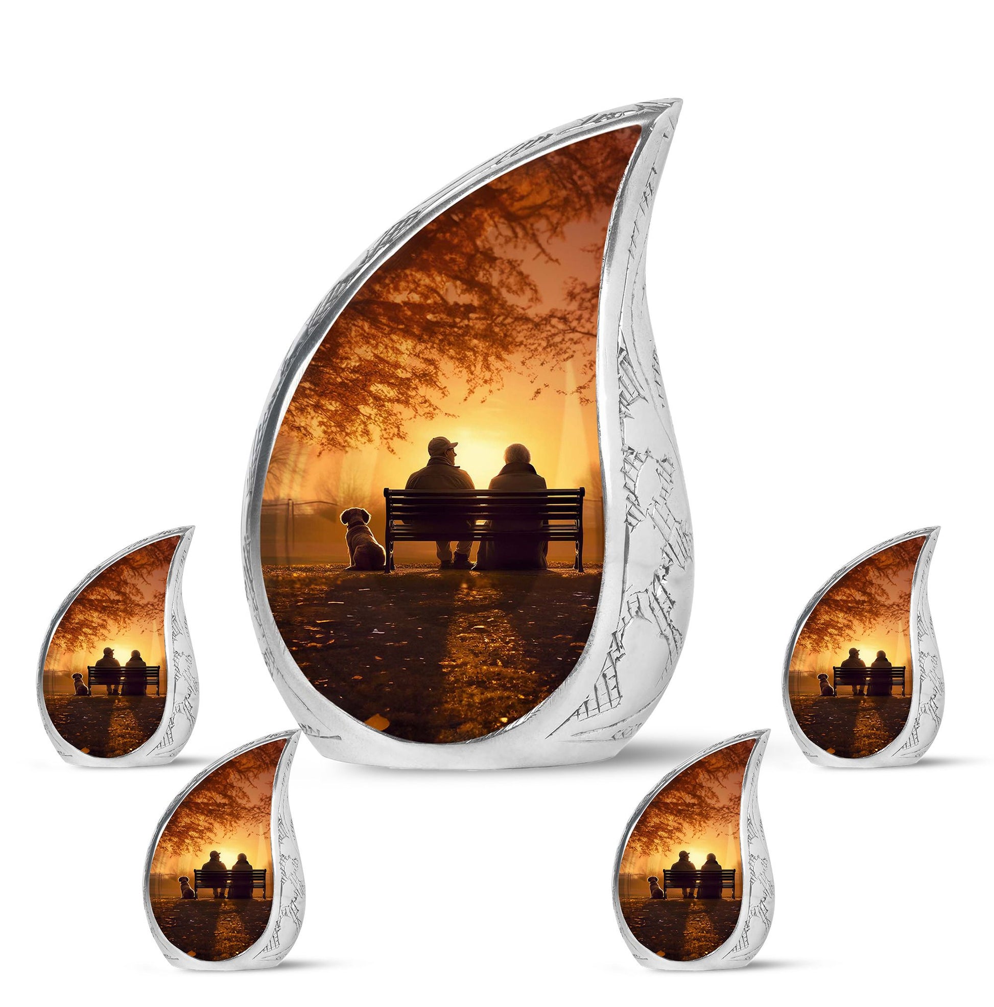 Old Couple On A Bench - Couple Urn For Memorial Ashes Cremation