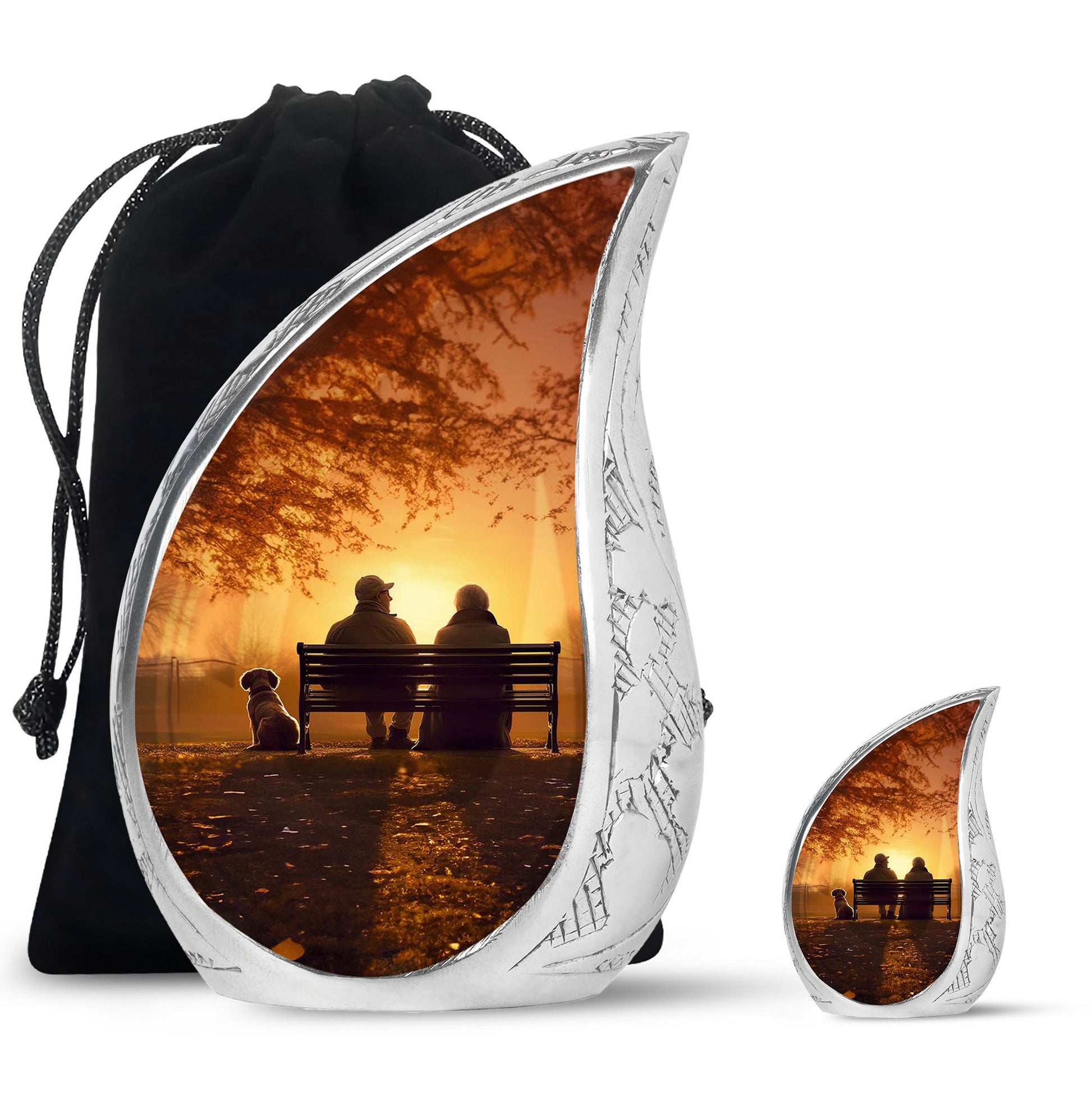 Old Couple On A Bench - Couple Urn For Memorial Ashes Cremation