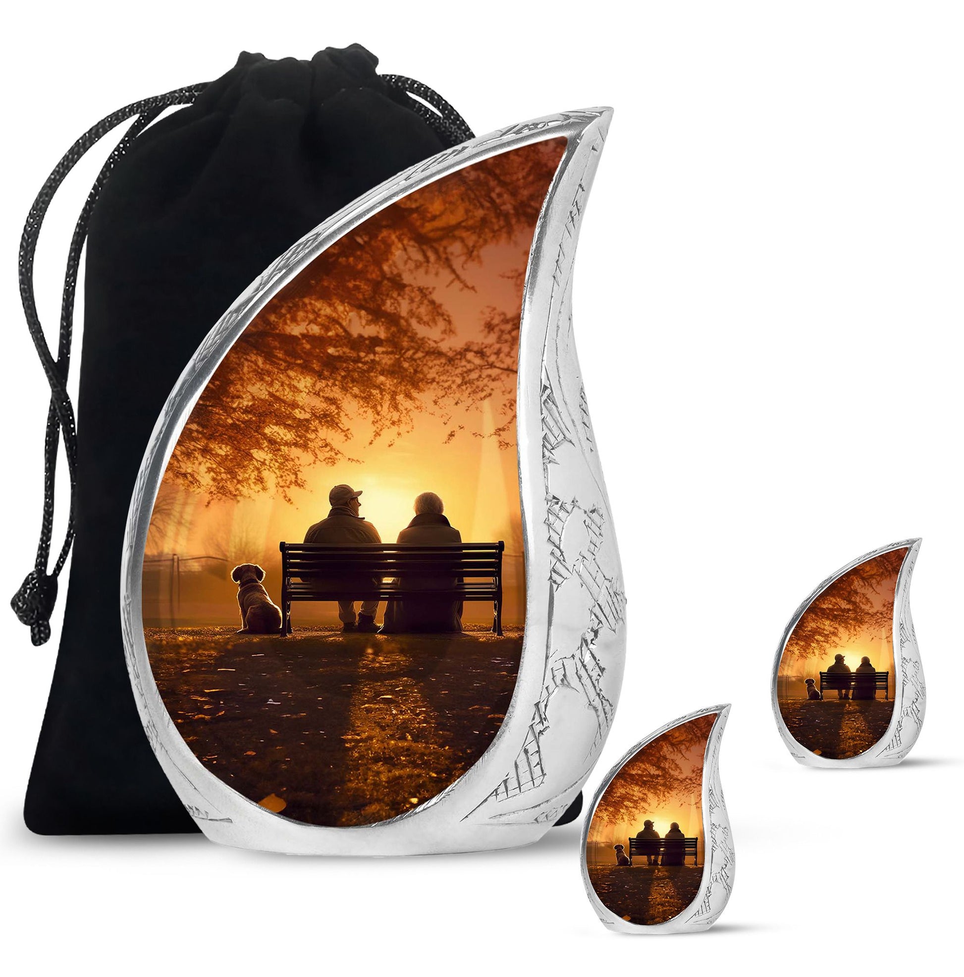 Old Couple On A Bench - Couple Urn For Memorial Ashes Cremation