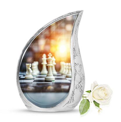 Personalized Chess Cremation Urn for Women - 10-inch, 200 cu in - Yatskia