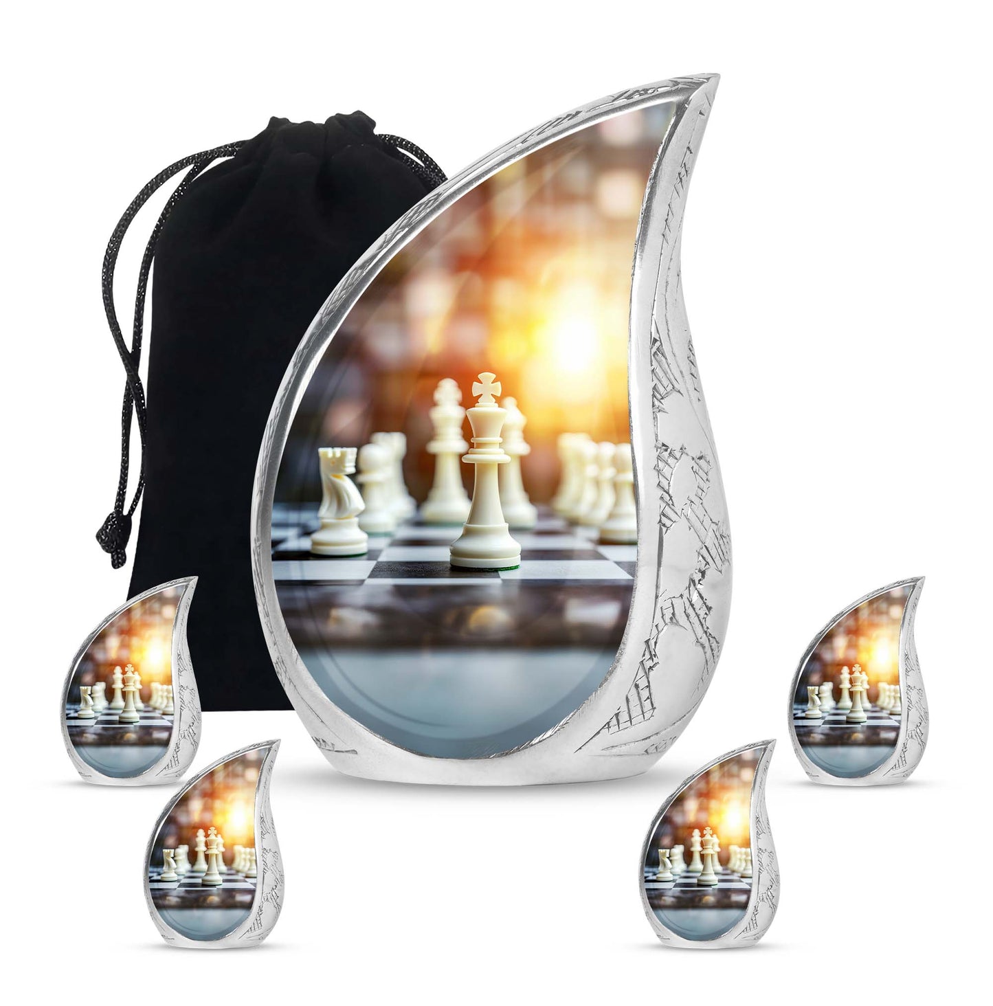 Personalized Chess Cremation Urn for Women - 10-inch, 200 cu in - Yatskia