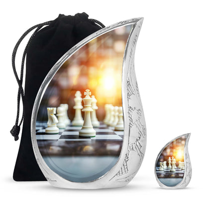 Personalized Chess Cremation Urn for Women - 10-inch, 200 cu in - Yatskia