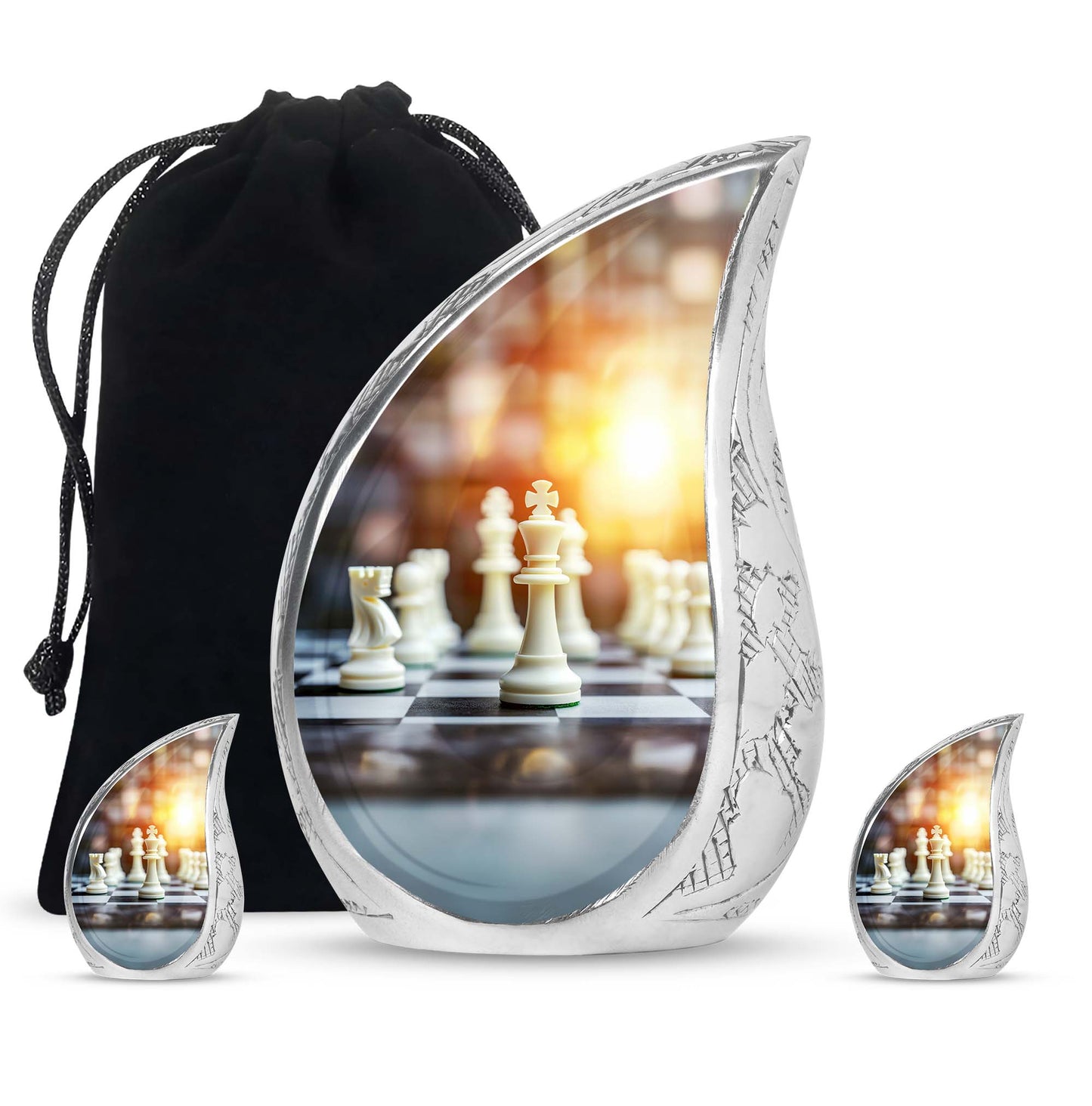Personalized Chess Cremation Urn for Women - 10-inch, 200 cu in - Yatskia