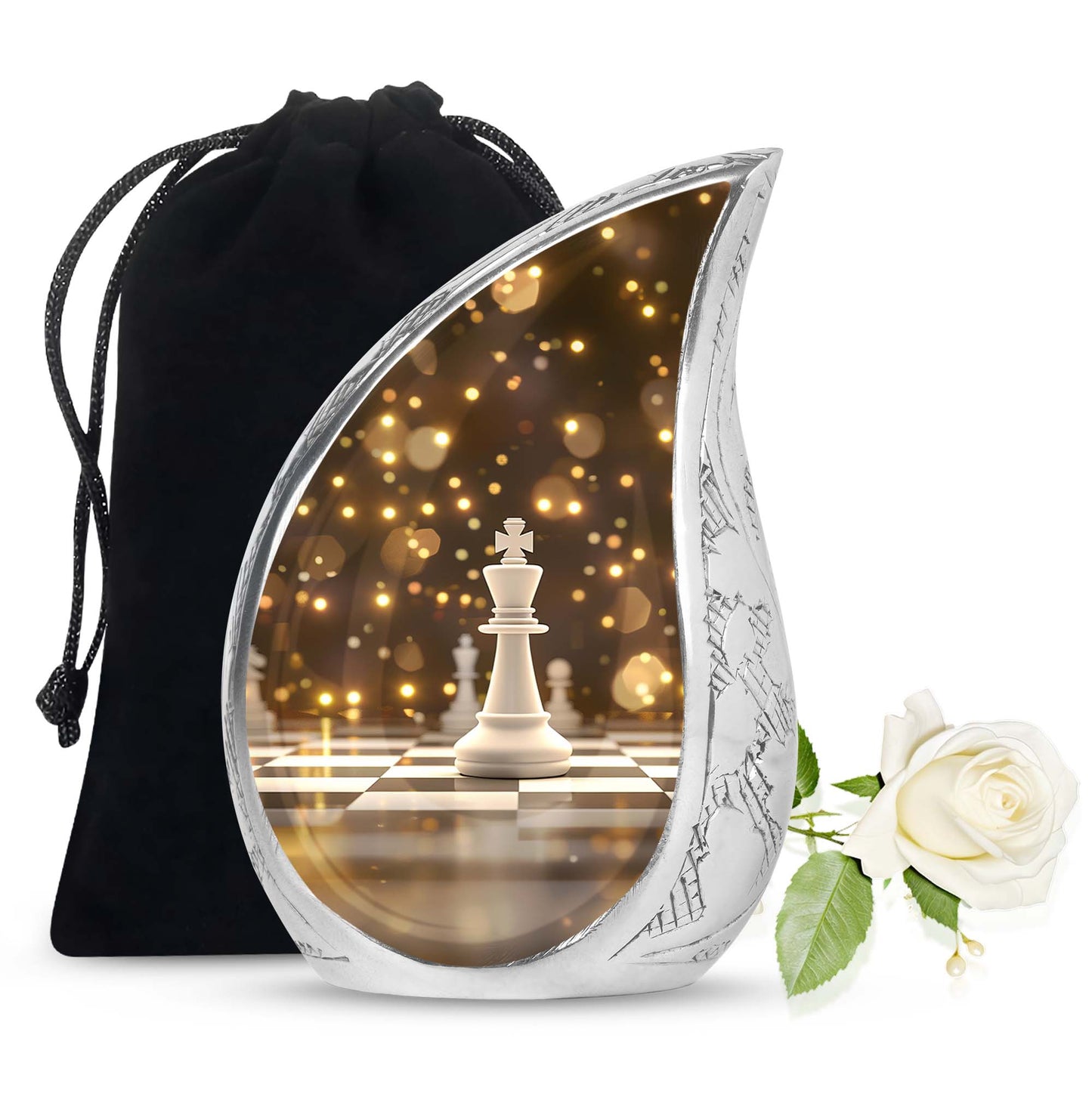 Personalized Chess Memorial Urn for Human Ashes - 10-inch, 200 cu in - Yatskia