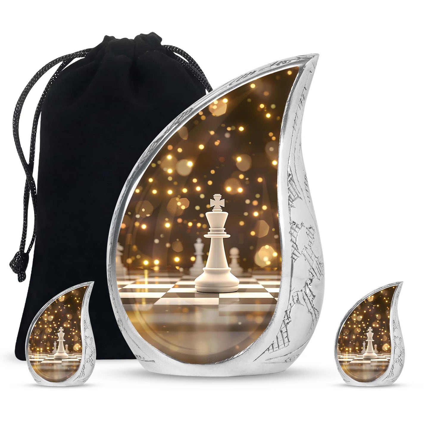 Personalized Chess Memorial Urn for Human Ashes - 10-inch, 200 cu in - Yatskia
