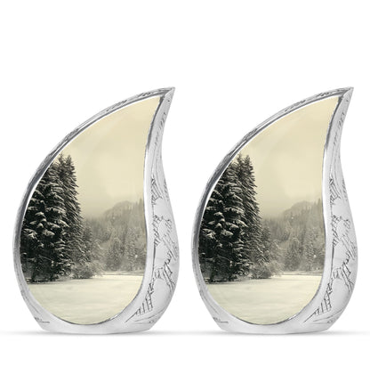 Personalized Winter Memorial Urn for Human Ashes - 10-inch, 200 cu in - Yatskia