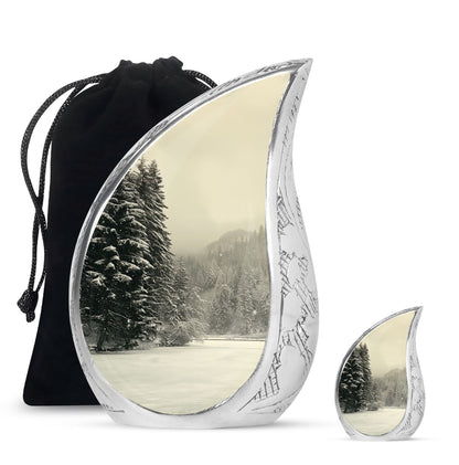 Personalized Winter Memorial Urn for Human Ashes - 10-inch, 200 cu in - Yatskia