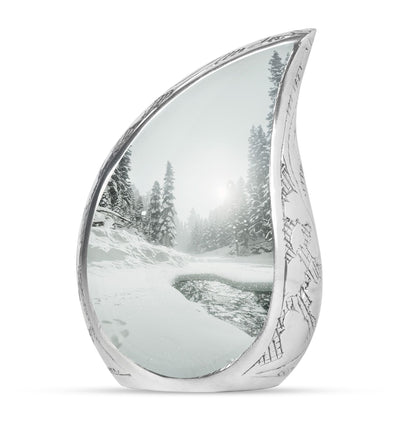Personalized Winter Cremation Urn for Human Ashes - 10-inch, 200 cu in - Yatskia