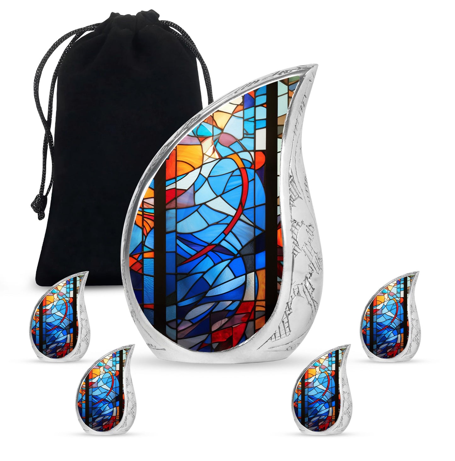 Glass Stained Glass Keepsake Urn for Human Ashes - 3-inch, 200 cu in - Yatskia