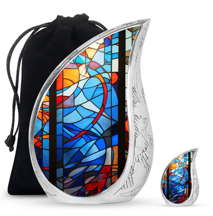 Glass Stained Glass Keepsake Urn for Human Ashes - 3-inch, 200 cu in - Yatskia