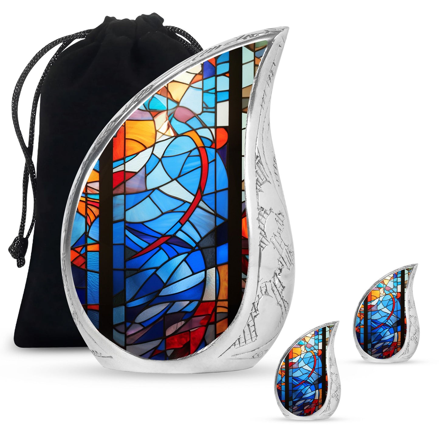 Glass Stained Glass Keepsake Urn for Human Ashes - 3-inch, 200 cu in - Yatskia