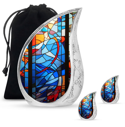 Glass Stained Glass Keepsake Urn for Human Ashes - 3-inch, 200 cu in - Yatskia