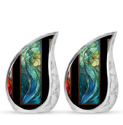 Glass Stained Glass Memorial Urn for Human Ashes - 10-inch, 200 cu in - Yatskia