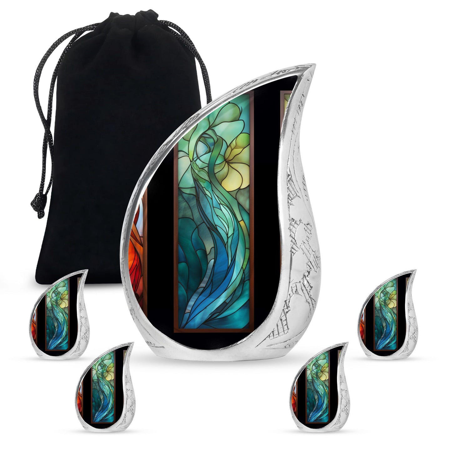 Glass Stained Glass Memorial Urn for Human Ashes - 10-inch, 200 cu in - Yatskia