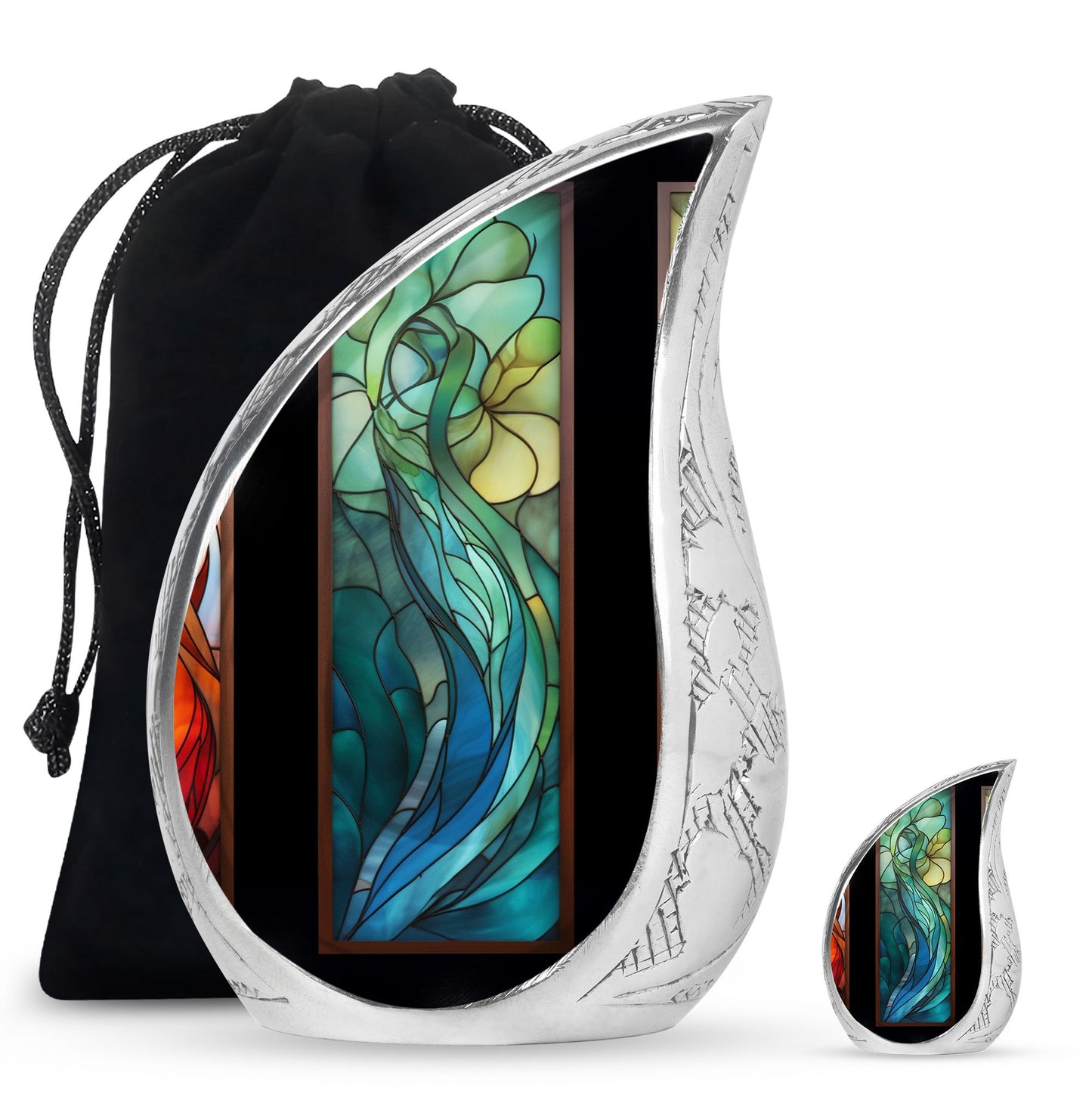 Glass Stained Glass Memorial Urn for Human Ashes - 10-inch, 200 cu in - Yatskia