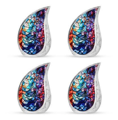 Stained Glass Urn for Human Ashes, Blue Purple Red Mosaic, Cremation Urn